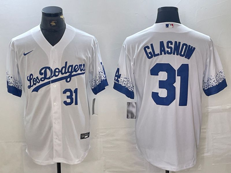 Men Los Angeles Dodgers 31 Glasnow White City Edition 2024 Nike Game MLB Jersey style 3